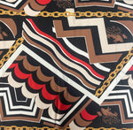Geometric Chain Print Fabric – Brown Red Abstract Pattern by the Metre - Whotex Fabrics London