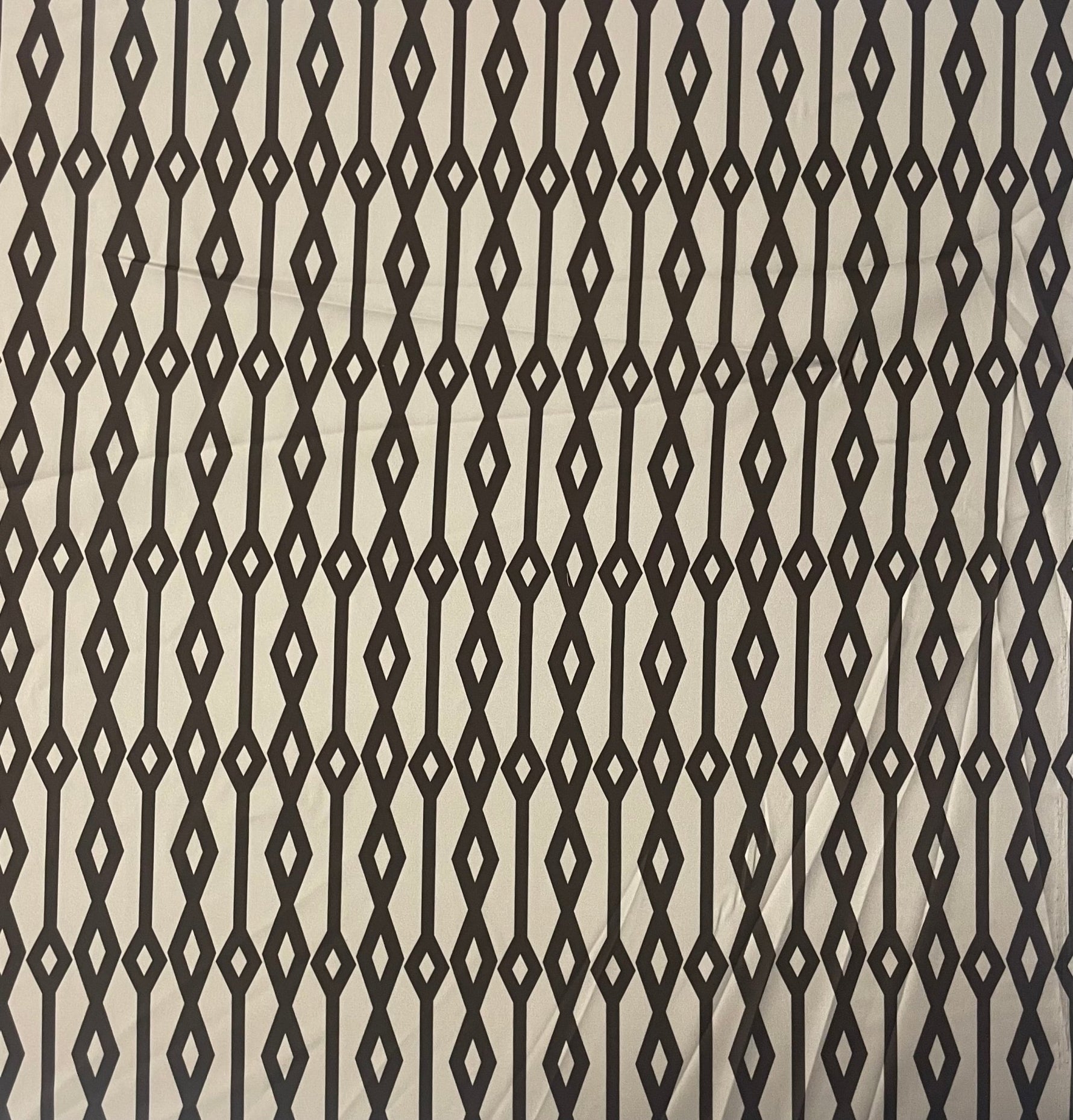 Geometric Diamond Fabric – Black & Beige Minimal Print by the Metre - Whotex Fabrics London
