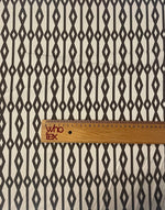 Geometric Diamond Fabric – Black & Beige Minimal Print by the Metre - Whotex Fabrics London