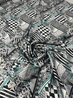 Geometric Floral Chiffon Satin Fabric by the Metre – Black & White Luxury - Whotex Online Fabric Store