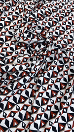 Geometric Pattern Fabric – Modern Black, Red, and White Abstract Print - Whotex Online Fabric Store