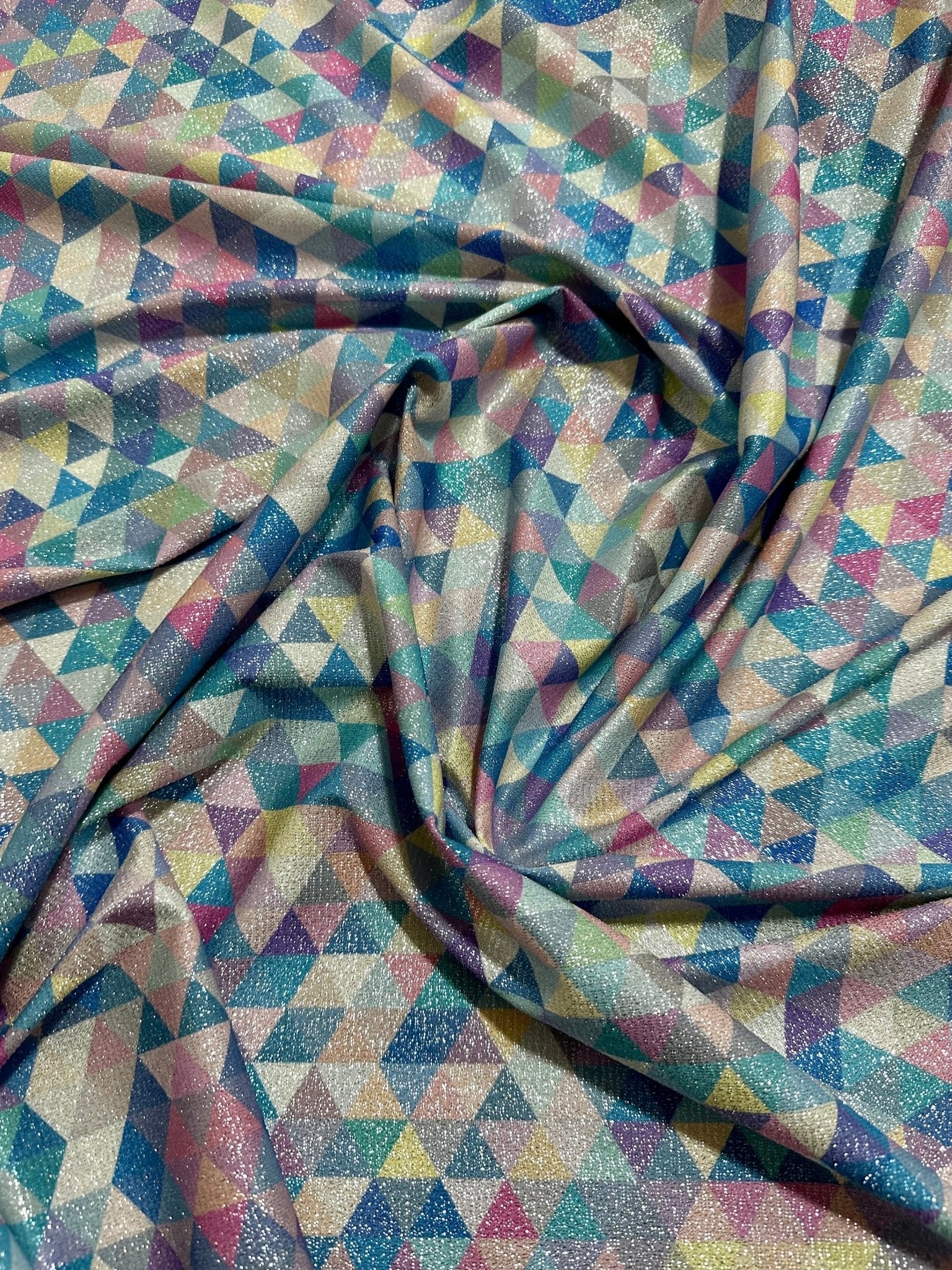 Geometric Pattern Knit Fabric, Lurex Fabric, 4 - Way Stretch Spandex Fabric - Whotex