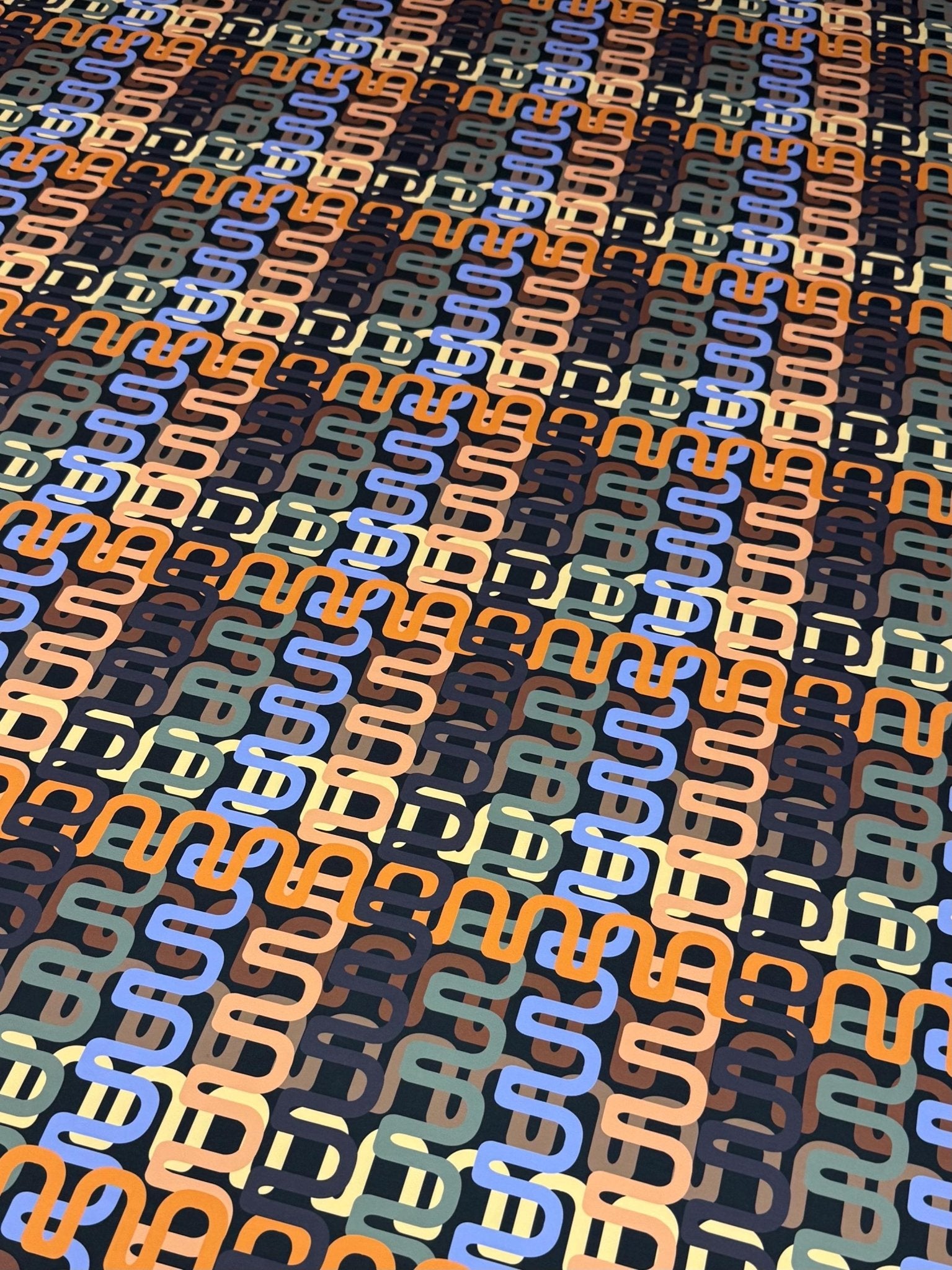 Geometric Retro Chain Link Pattern Fabric - Bold & Trendy Design Fabric By The Yard - Whotex Online Fabric Store