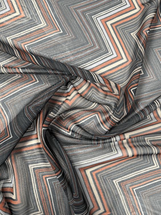 Geometric Zigzag Chiffon Fabric by the Metre - Whotex Fabrics London