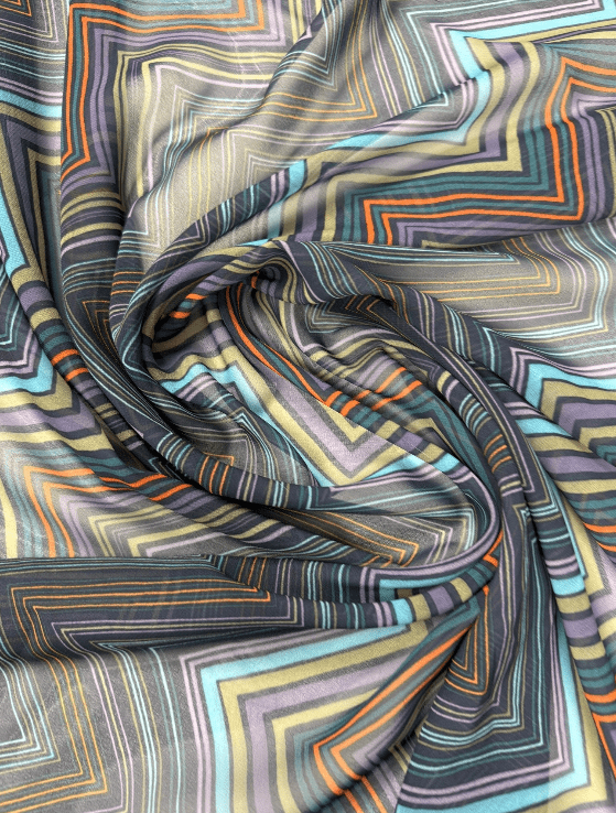 Geometric Zigzag Chiffon Fabric by the Metre - Whotex Fabrics London
