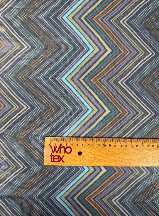 Geometric Zigzag Chiffon Fabric by the Metre - Whotex Fabrics London