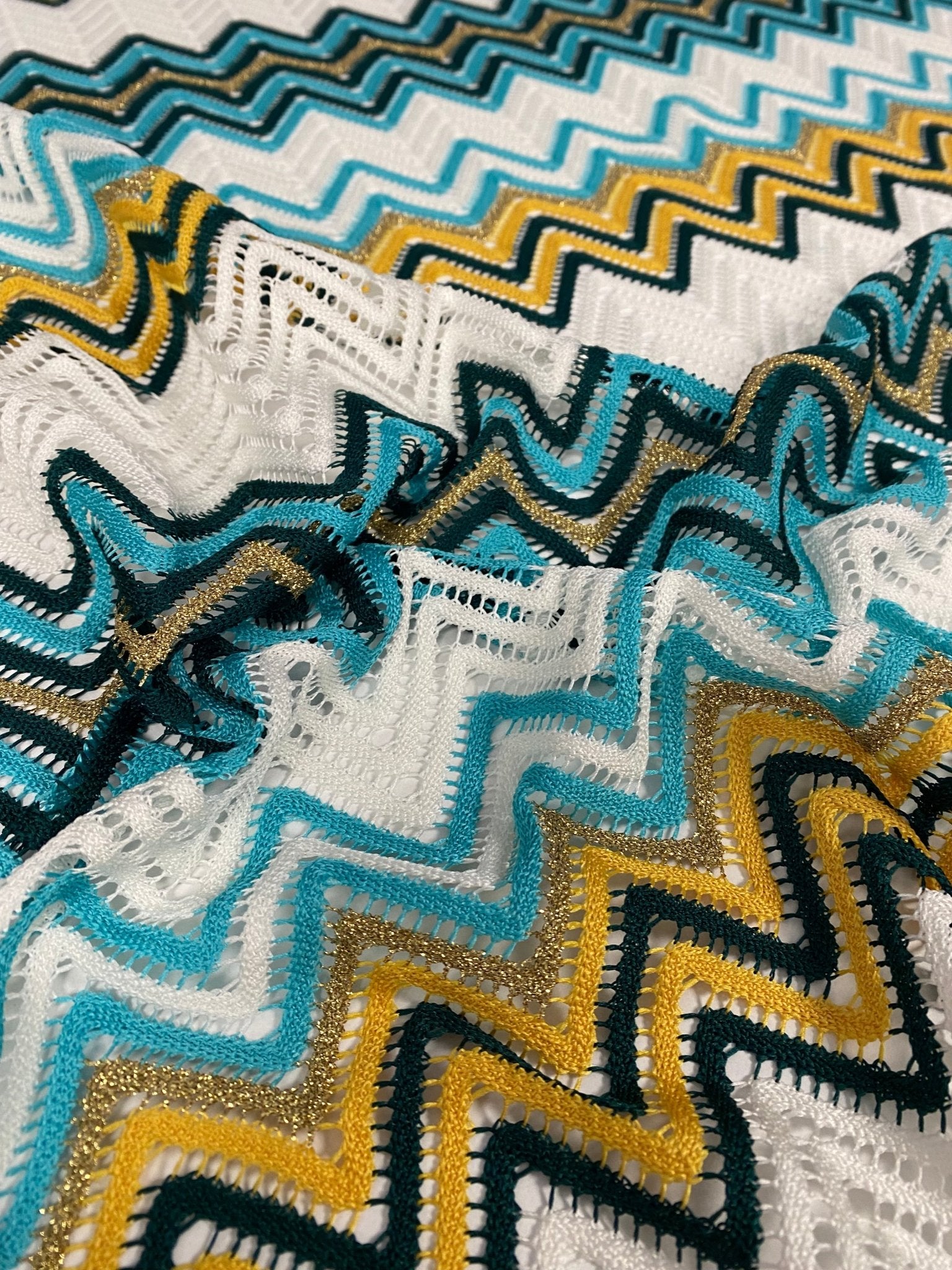 Geometric Zigzag Embroidered Fabric - Whotex Online Fabric Store
