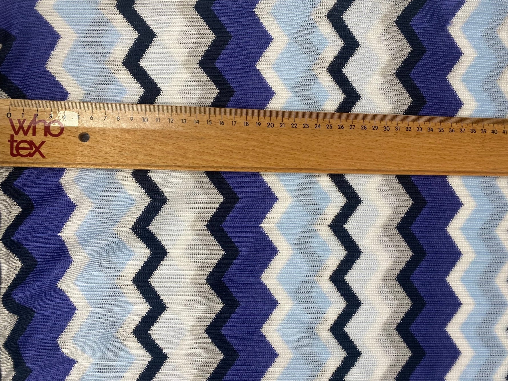 Geometric Zigzag Patterned Fabric – Blue, Purple & Beige Woven - Whotex Online Fabric Store