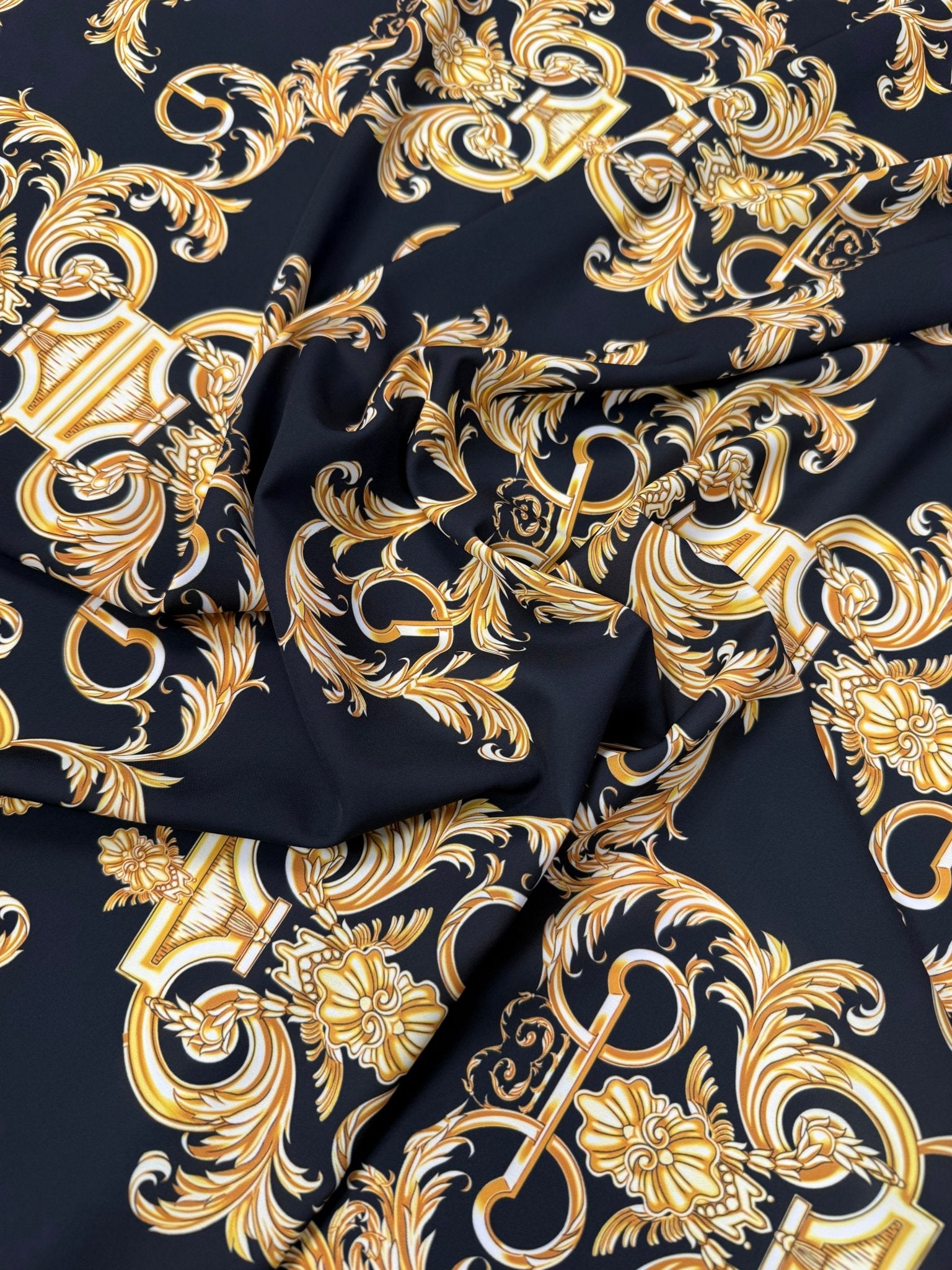 Gold Baroque Crepe Fabric by the Metre - Whotex Fabrics London