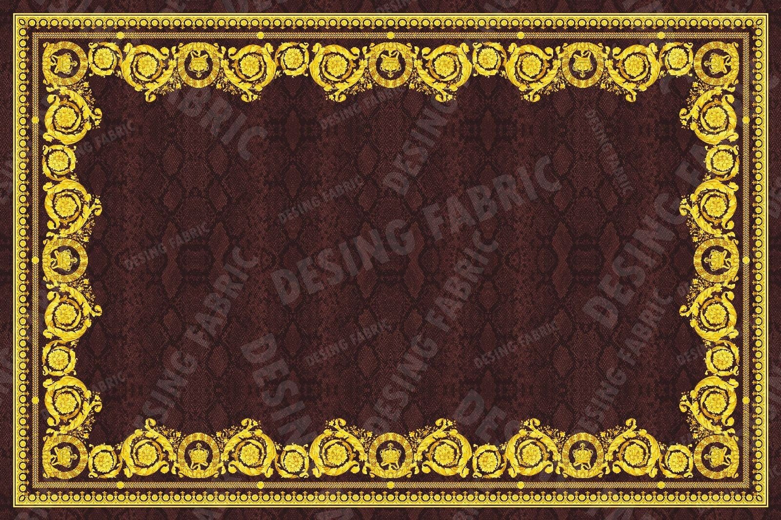 Gold Baroque pattern fabric, Brown Snake Skin Pattern Silky Satin Fabric , 1 Panel Fabric 150*100cm // 1.64 * 1.09 yard - Whotex