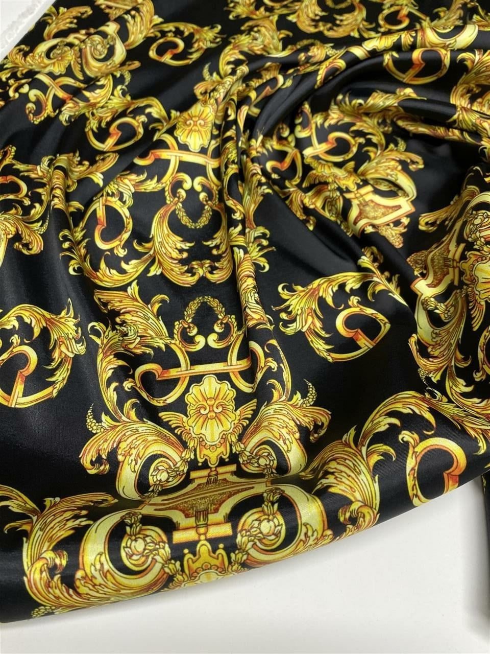 Gold Baroque Pattern Fabric in Black and Gold Elegant - Whotex Online Fabric Store