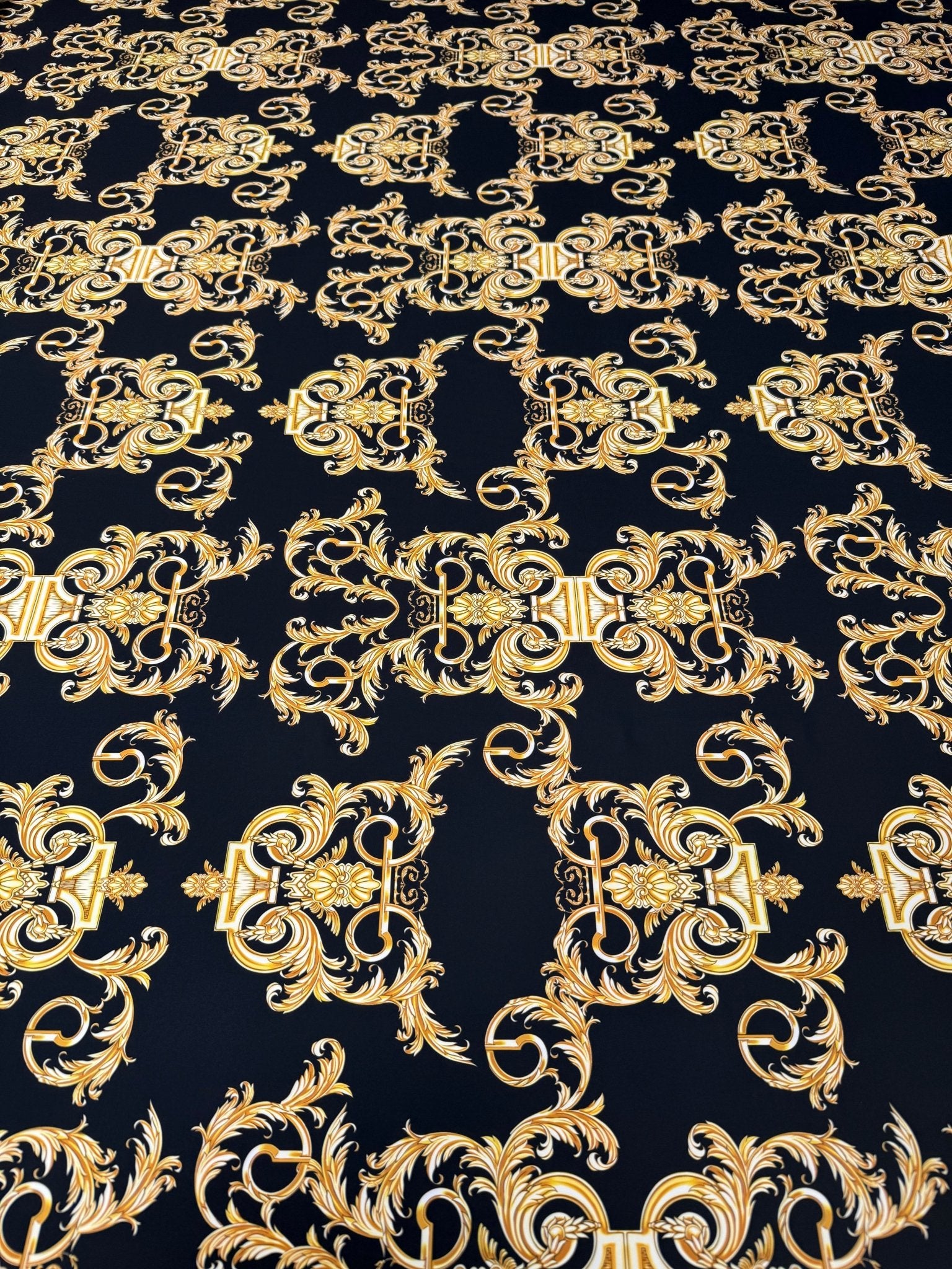 Gold Baroque Pattern Fabric in Black and Gold Elegant - Whotex Fabrics London