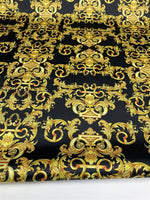 Gold Baroque Pattern Fabric in Black and Gold Elegant - Whotex Online Fabric Store