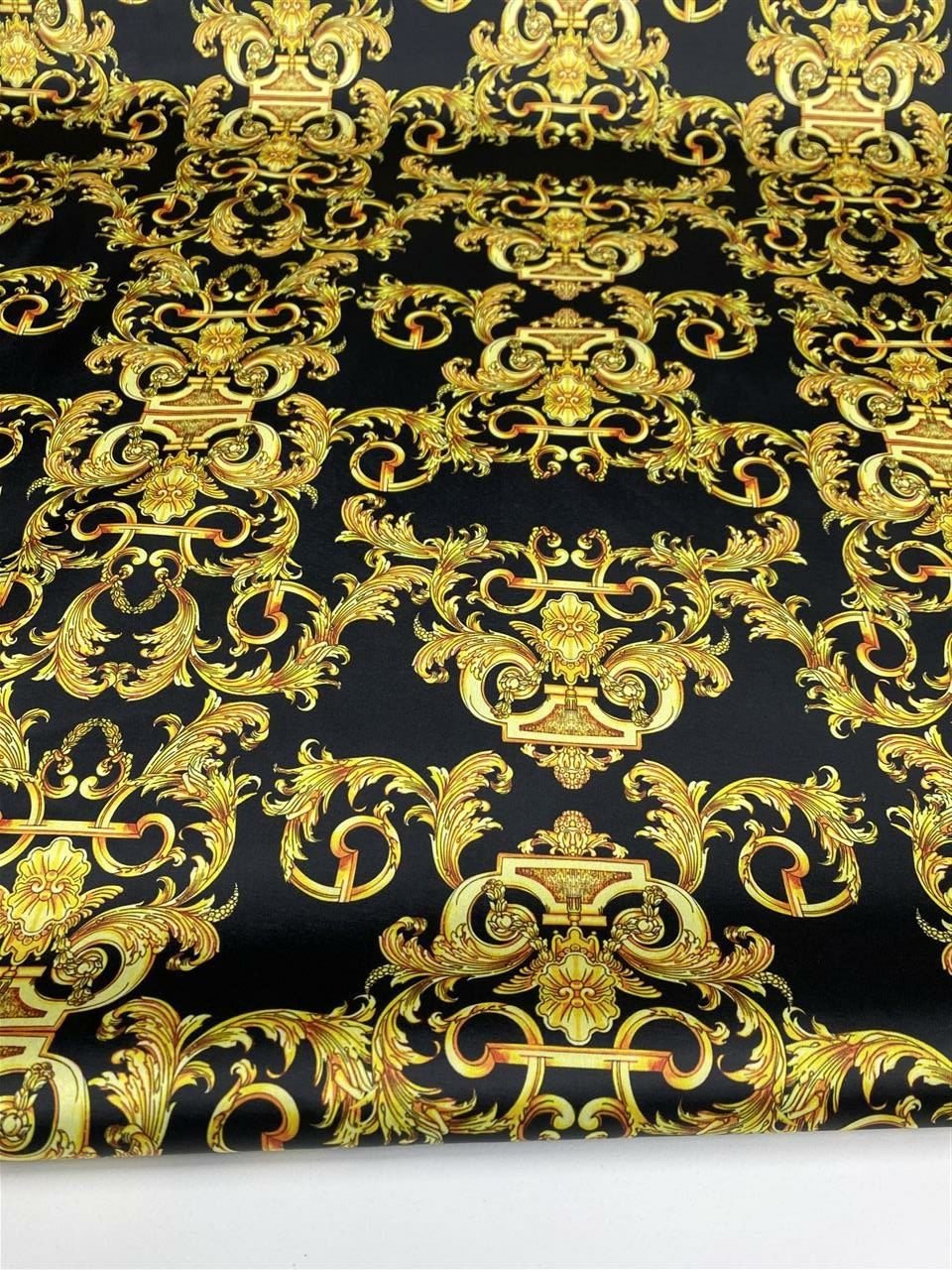 Gold Baroque Pattern Fabric in Black and Gold Elegant - Whotex Online Fabric Store