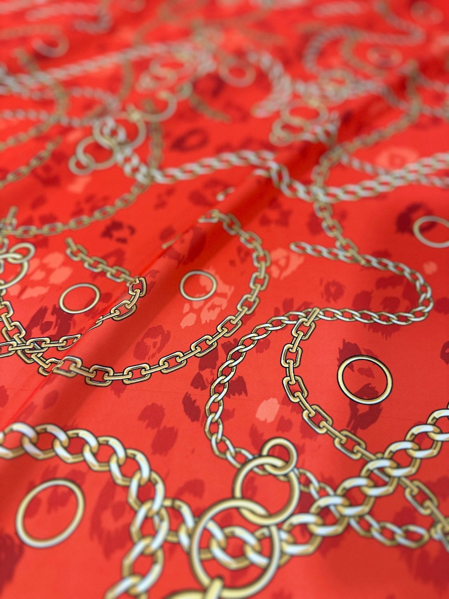 Gold Chain Orange Fabric , Fabric By The Yard - Whotex Online Fabric Store