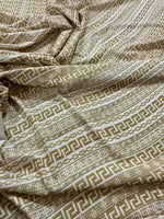 Gold Greek Key Pattern Lurex Fabric, Glitter Knited 4 - way Stretch Fabric, - Whotex Online Fabric Store