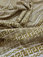 Gold Greek Key Pattern Lurex Fabric, Glitter Knited 4 - way Stretch Fabric, - Whotex Online Fabric Store