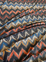 Gold Lurex Fabric, Glitter Knited 4 - way strecth Fabric, Black Orange Zigzag Pattern Fabric - Whotex Online Fabric Store