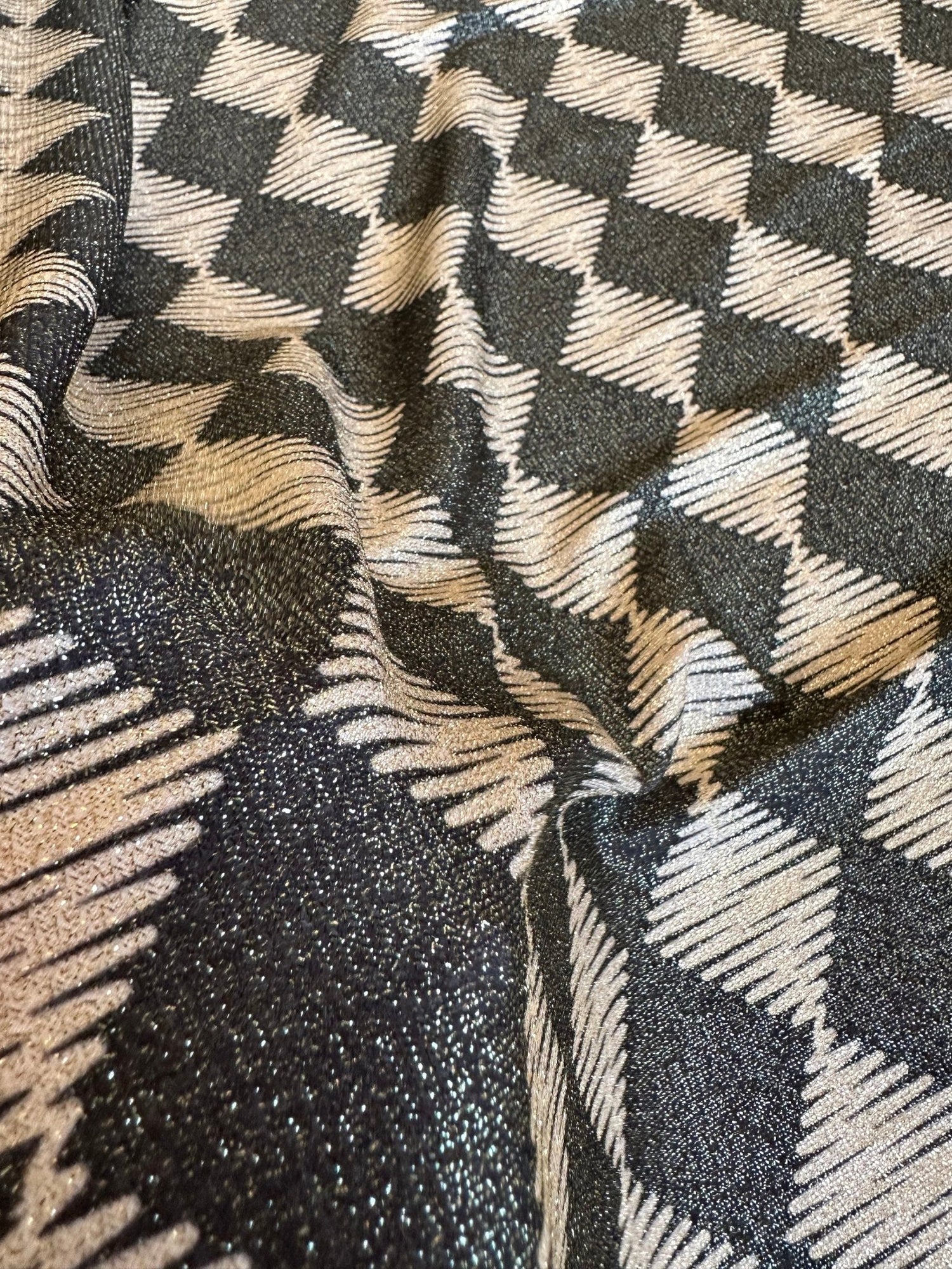 Gold Lurex Fabric, Glitter Knited 4 - way strecth Fabric, Diamond Pattern Fabric - Whotex Online Fabric Store