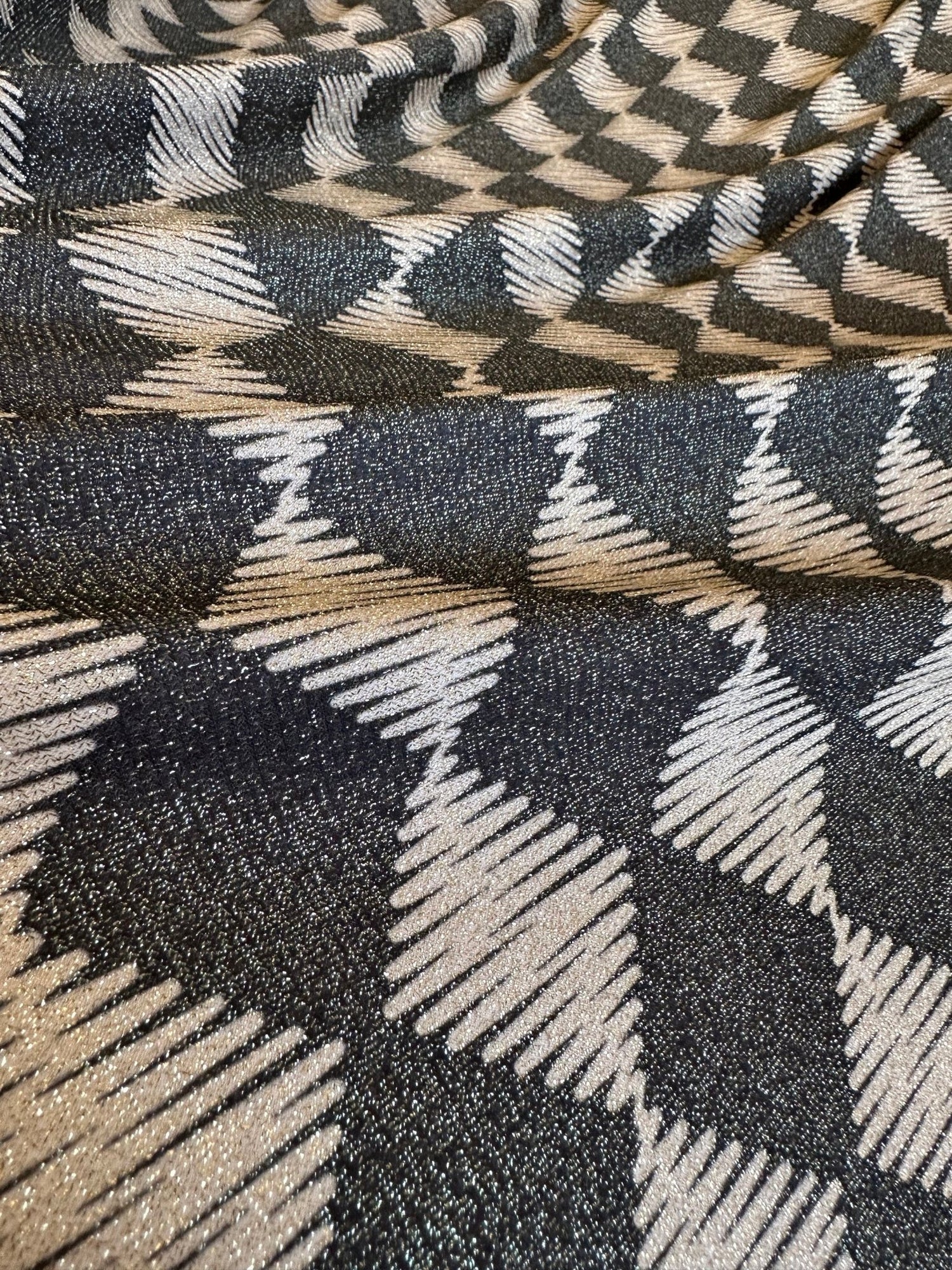 Gold Lurex Fabric, Glitter Knited 4 - way strecth Fabric, Diamond Pattern Fabric - Whotex Online Fabric Store
