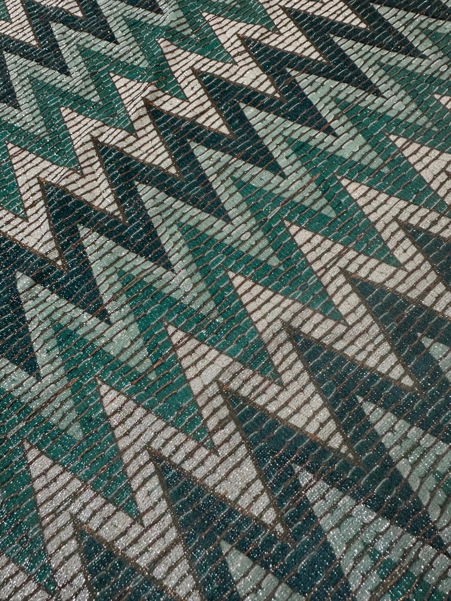 Gold Lurex Fabric, Glitter Knited 4 - way strecth Fabric, green Zigzag Pattern Fabric - Whotex Online Fabric Store