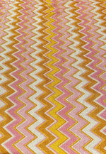 Gold Lurex Fabric, Glitter Knited 4 - way strecth Fabric, Pink Orange Zigzag Pattern Fabric - Whotex Online Fabric Store