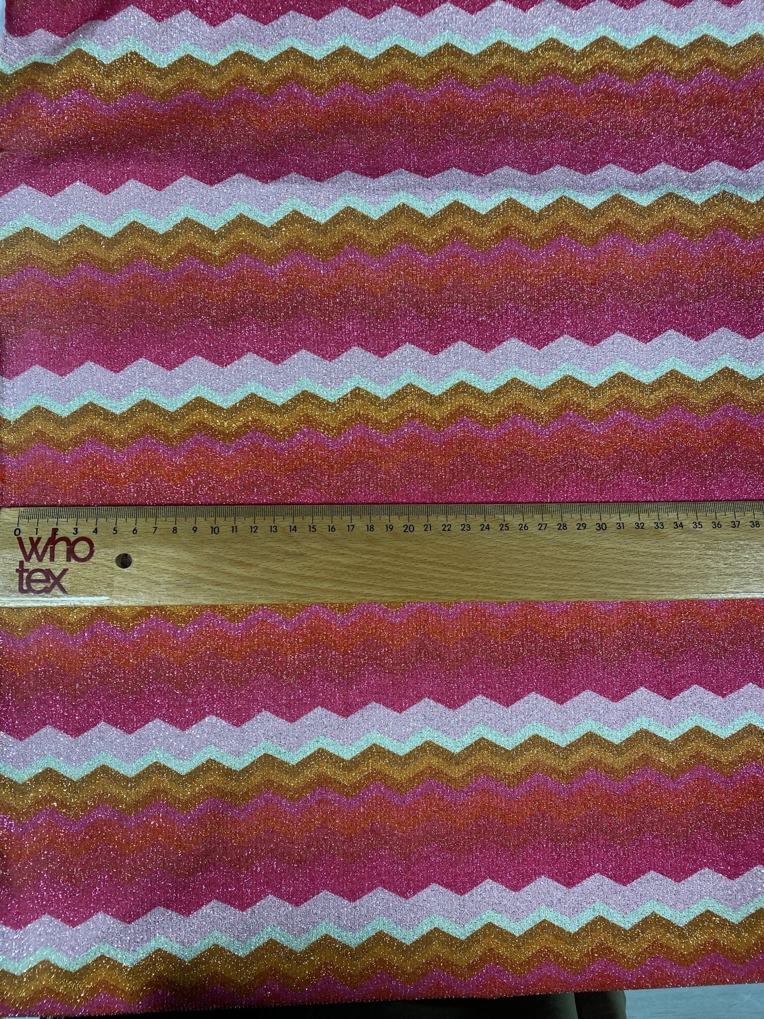 Gold Lurex Knit Fabric - Pink Zigzag Glitter Stretch Fabric - Whotex Online Fabric Store