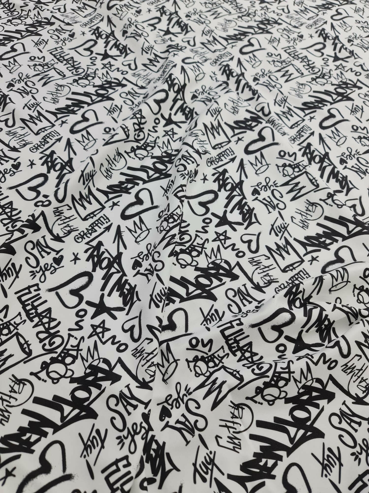 Graffiti Pattern Fabric, spandex 4 - way stretch fabric - Whotex