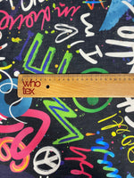 Graffiti Print Linen Fabric by the Metre - Whotex Fabrics London