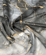 Gray Tie Dye Fabric with Gold Accents by the Metre - Whotex Fabrics London