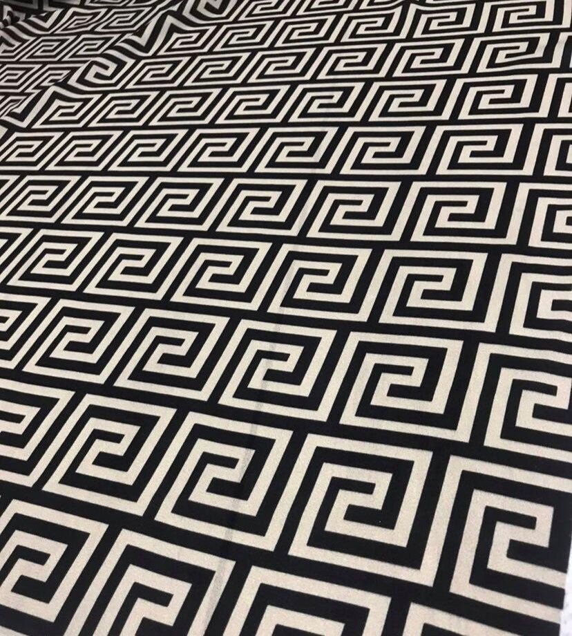 Greek Key Design Fabric, Black And White Colors - Whotex Online Fabric Store