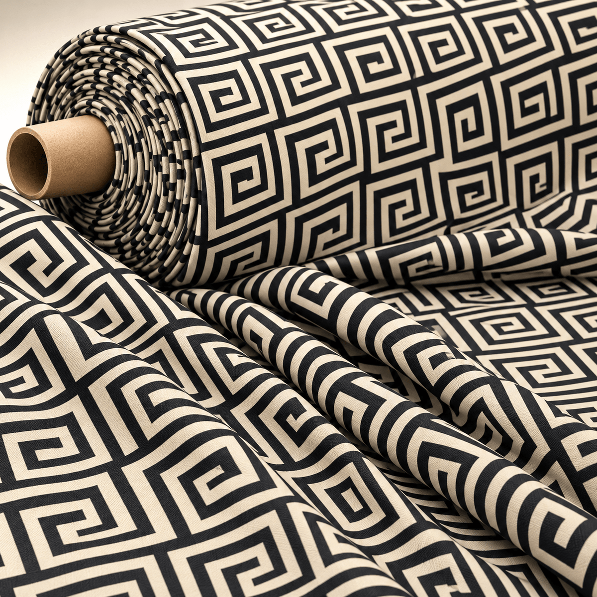 Greek Key Design Fabric by Metre - Whotex Fabrics London