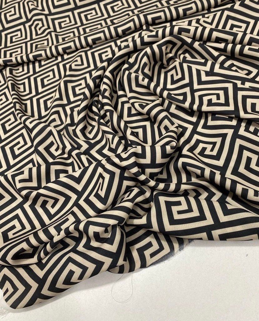 Greek key Design Fabric, Crepe Fabric - Whotex