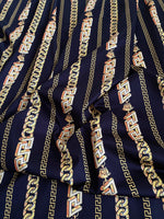 Greek key Pattern Fabric, Black Gold Chain PatternFabric, by the yard - Whotex Online Fabric Store