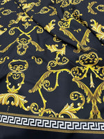 Greek Key Pattern Fabric , Black Gold Fabric By The Yard , Baroque pattern - Whotex Online Fabric Store