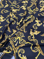 Greek Key Pattern Fabric , Black Gold Fabric By The Yard , Baroque pattern - Whotex Online Fabric Store