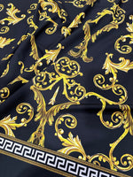 Greek Key Pattern Fabric , Black Gold Fabric By The Yard , Baroque pattern - Whotex Online Fabric Store
