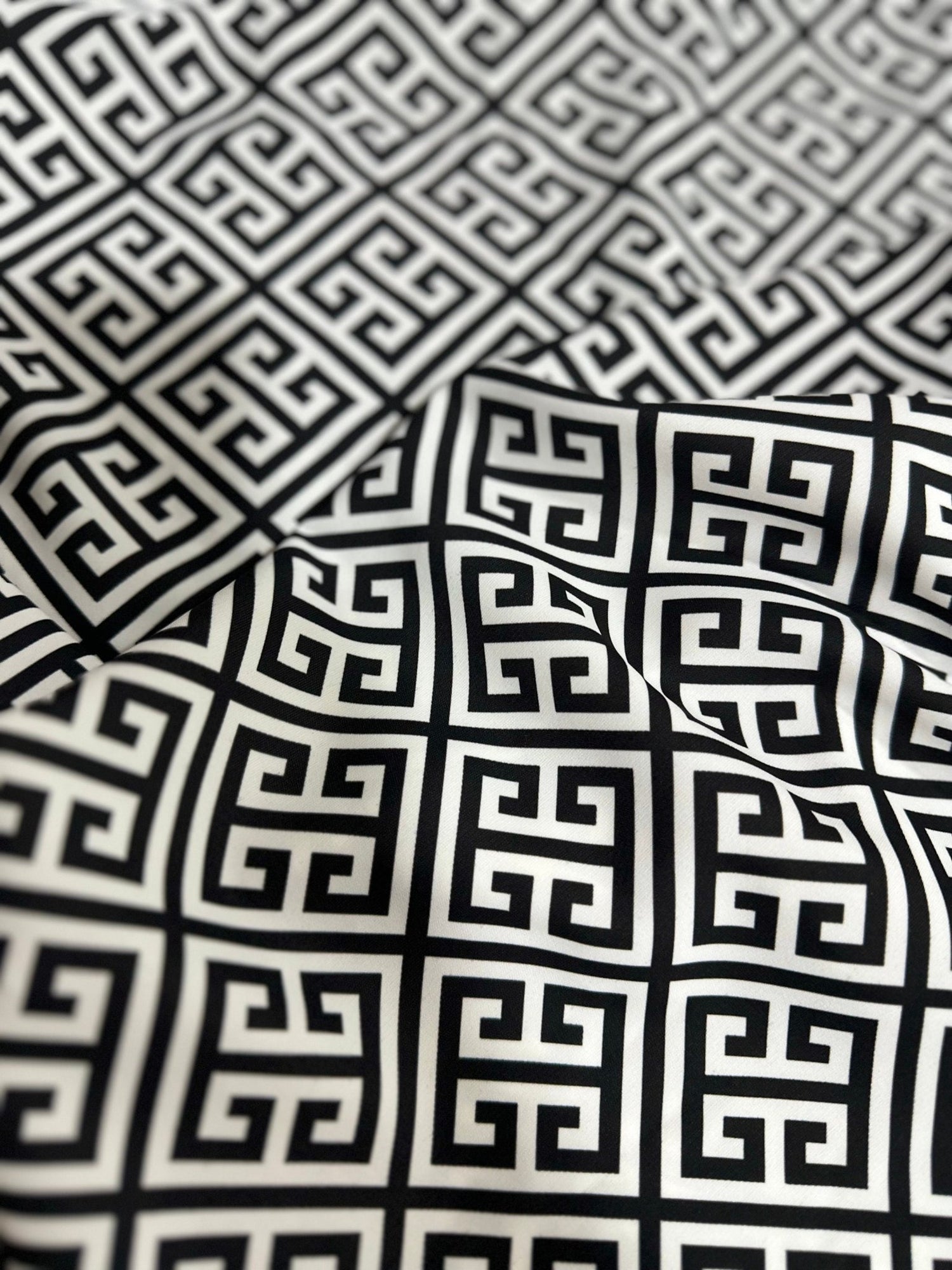 Greek Key Pattern Fabric, Black White Color Fabric By The Yard - Whotex Online Fabric Store