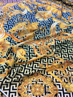 Greek Key pattern fabric, Gold Baroque Silky Crepe Fabric , Panel Fabric 150*100cm // 1.64 * 1.09 yard - Whotex Online Fabric Store
