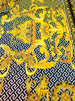 Greek Key pattern fabric, Gold Baroque Silky Crepe Fabric , Panel Fabric 150*100cm // 1.64 * 1.09 yard - Whotex Online Fabric Store