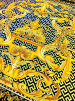 Greek Key pattern fabric, Gold Baroque Silky Crepe Fabric , Panel Fabric 150*100cm // 1.64 * 1.09 yard - Whotex Online Fabric Store