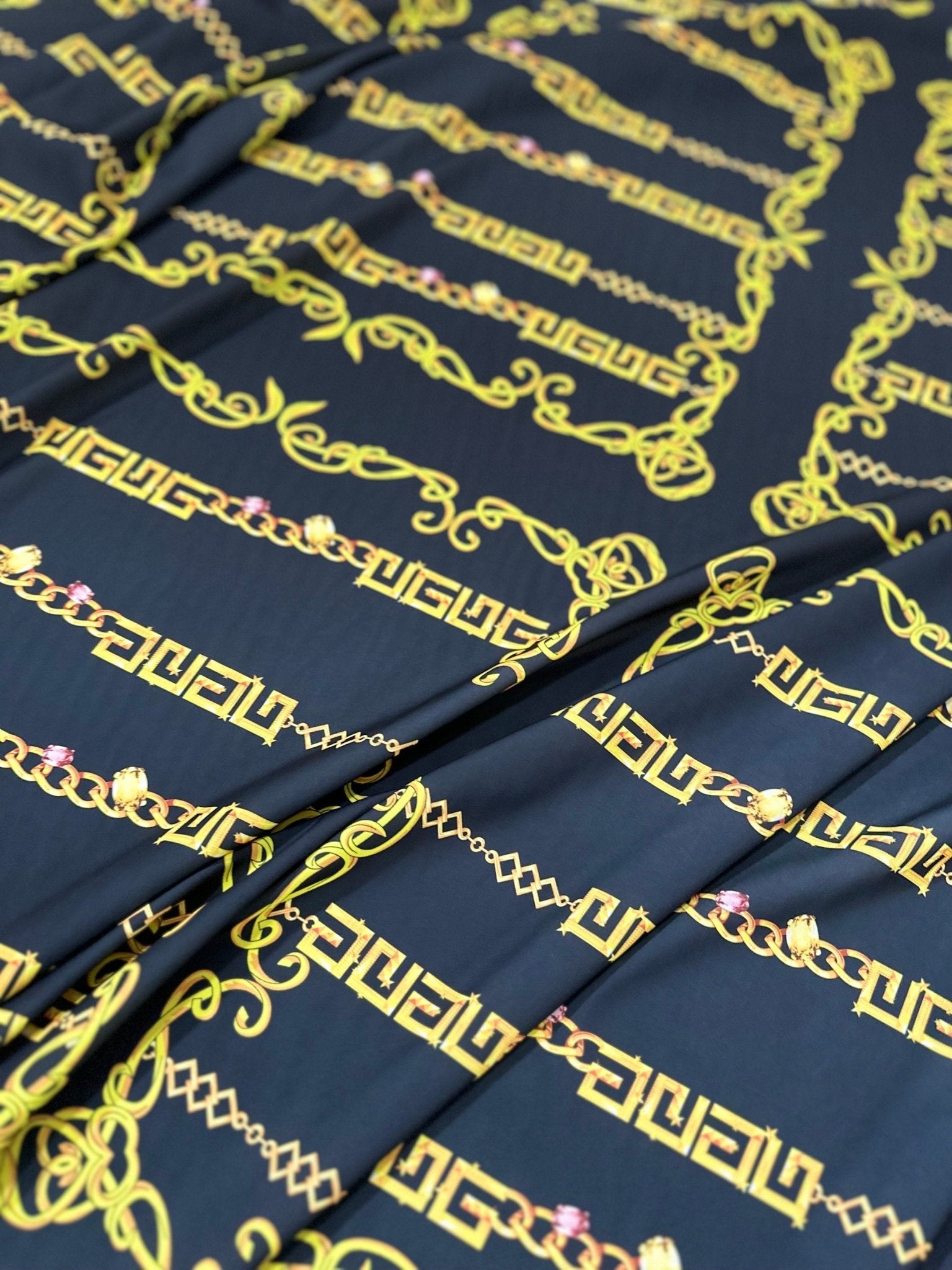 Greek Key pattern Fabric, Gold Chain Pattern Fabric , Fabric By The Yard - Whotex Online Fabric Store