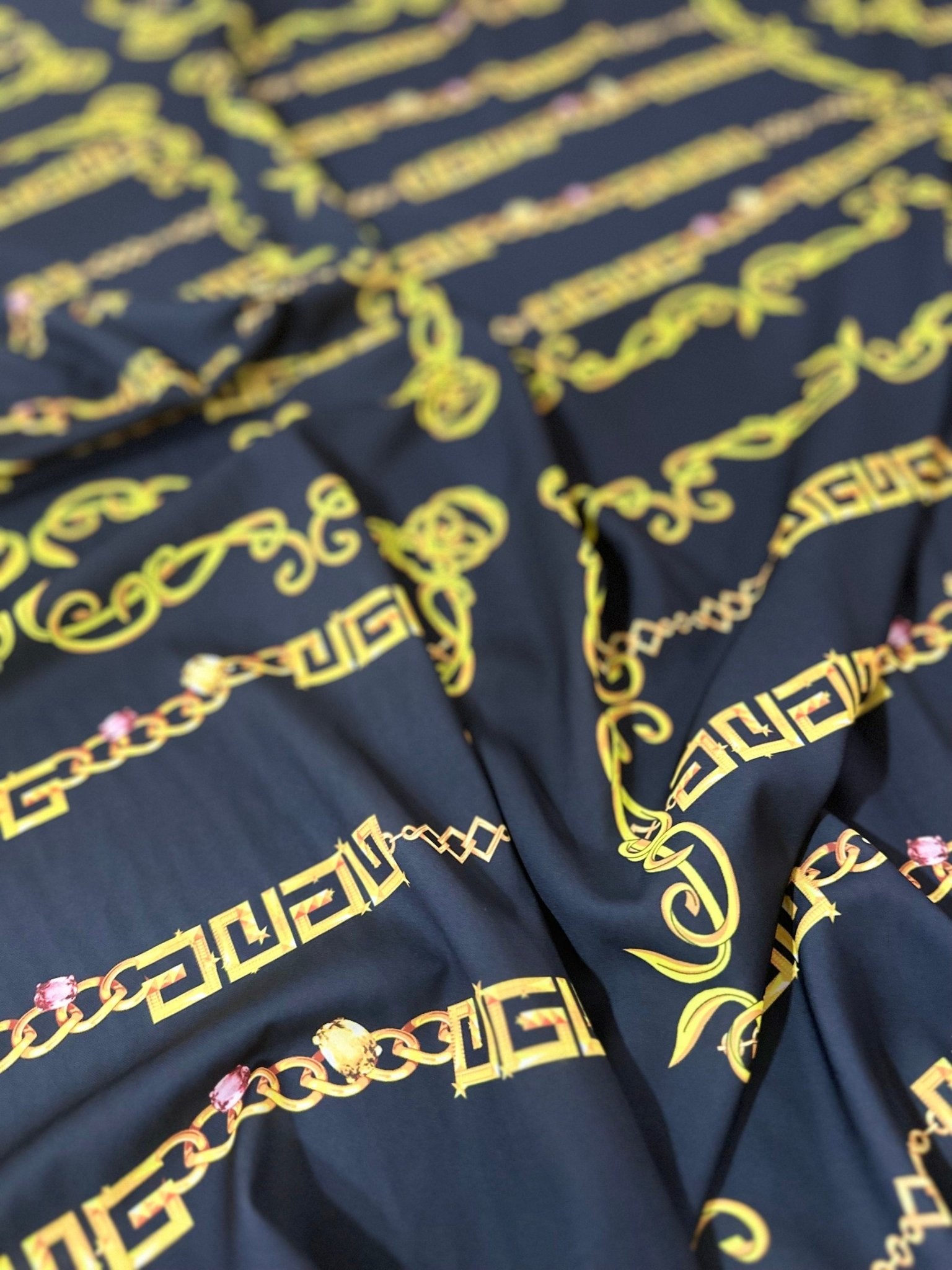 Greek Key pattern Fabric, Gold Chain Pattern Fabric , Fabric By The Yard - Whotex Online Fabric Store
