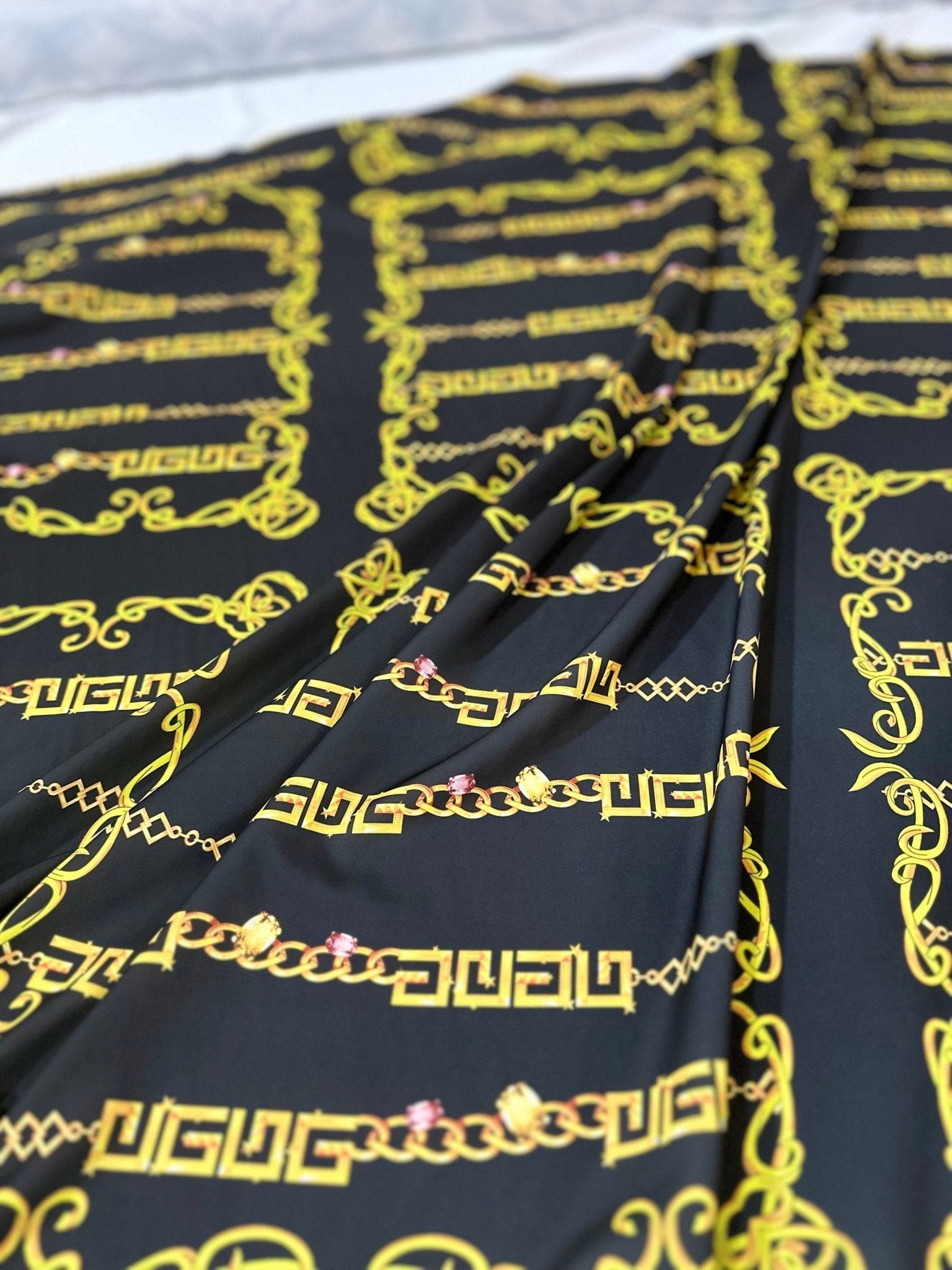 Greek Key pattern Fabric, Gold Chain Pattern Fabric , Fabric By The Yard - Whotex Online Fabric Store