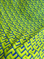 Greek Key Pattern Fabric, Neon Green Geometric Pattern Fabric, - Whotex Online Fabric Store