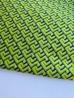 Greek Key Pattern Fabric, Neon Green Geometric Pattern Fabric, - Whotex Online Fabric Store