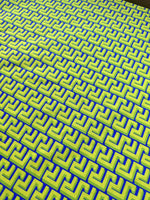 Greek Key Pattern Fabric, Neon Green Geometric Pattern Fabric, - Whotex Online Fabric Store