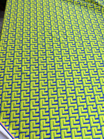 Greek Key Pattern Fabric, Neon Green Geometric Pattern Fabric, - Whotex Online Fabric Store