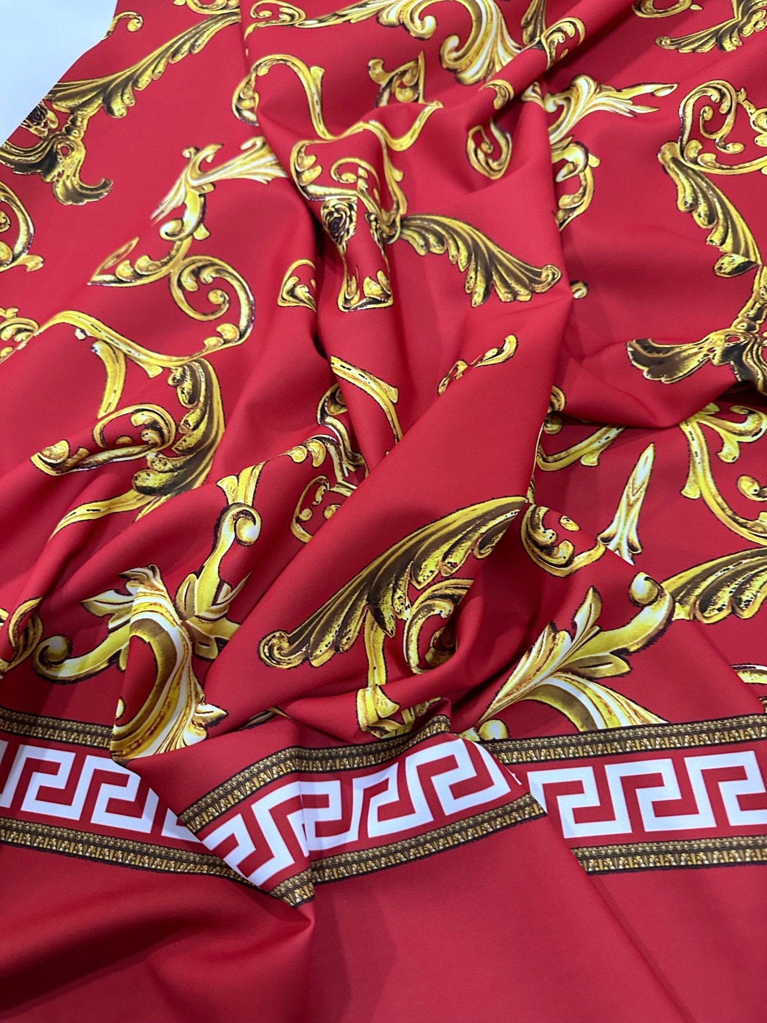 Greek Key Pattern Fabric , Red , Baroque pattern - Whotex