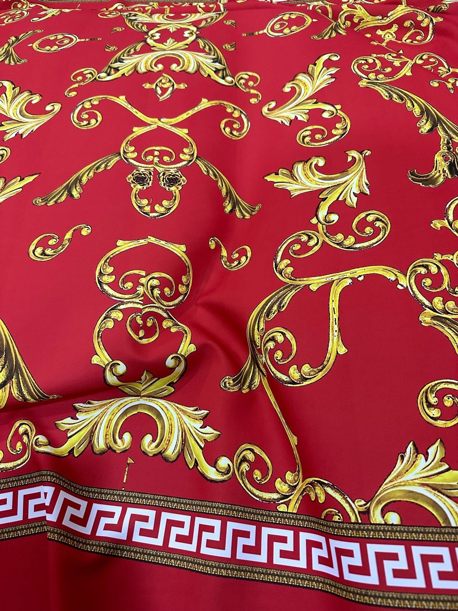 Greek Key Pattern Fabric , Red Fabric By The Yard , Baroque pattern - Whotex Online Fabric Store